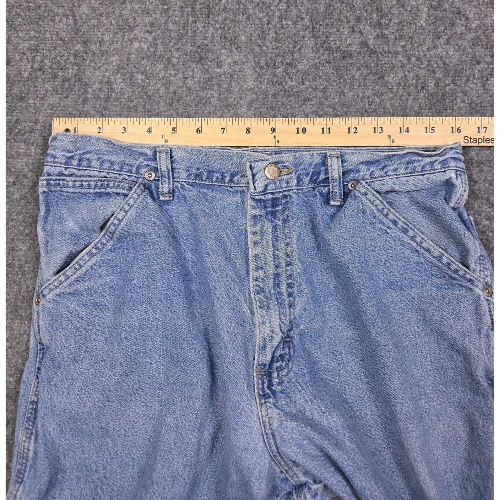 Vintage Wrangler Carpenter Pants Mens 33x32 Blue Light Wash Denim Workwear